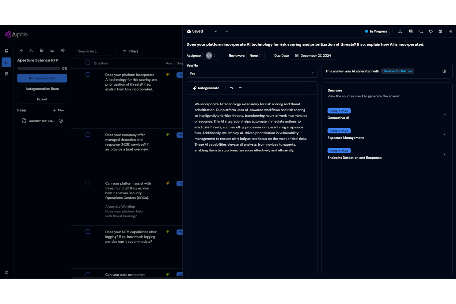 Arphie screenshot - 10 Best Loopio Alternatives in 2026