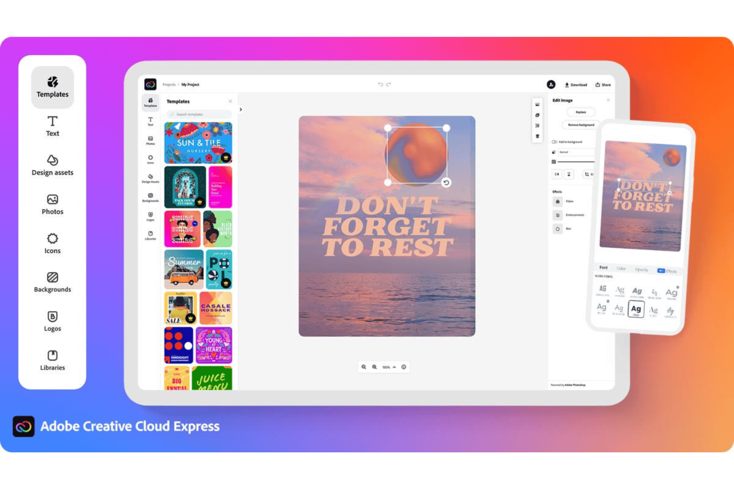 Adobe Express screenshot - 10 mejores generadores de logotipos con IA en 2026