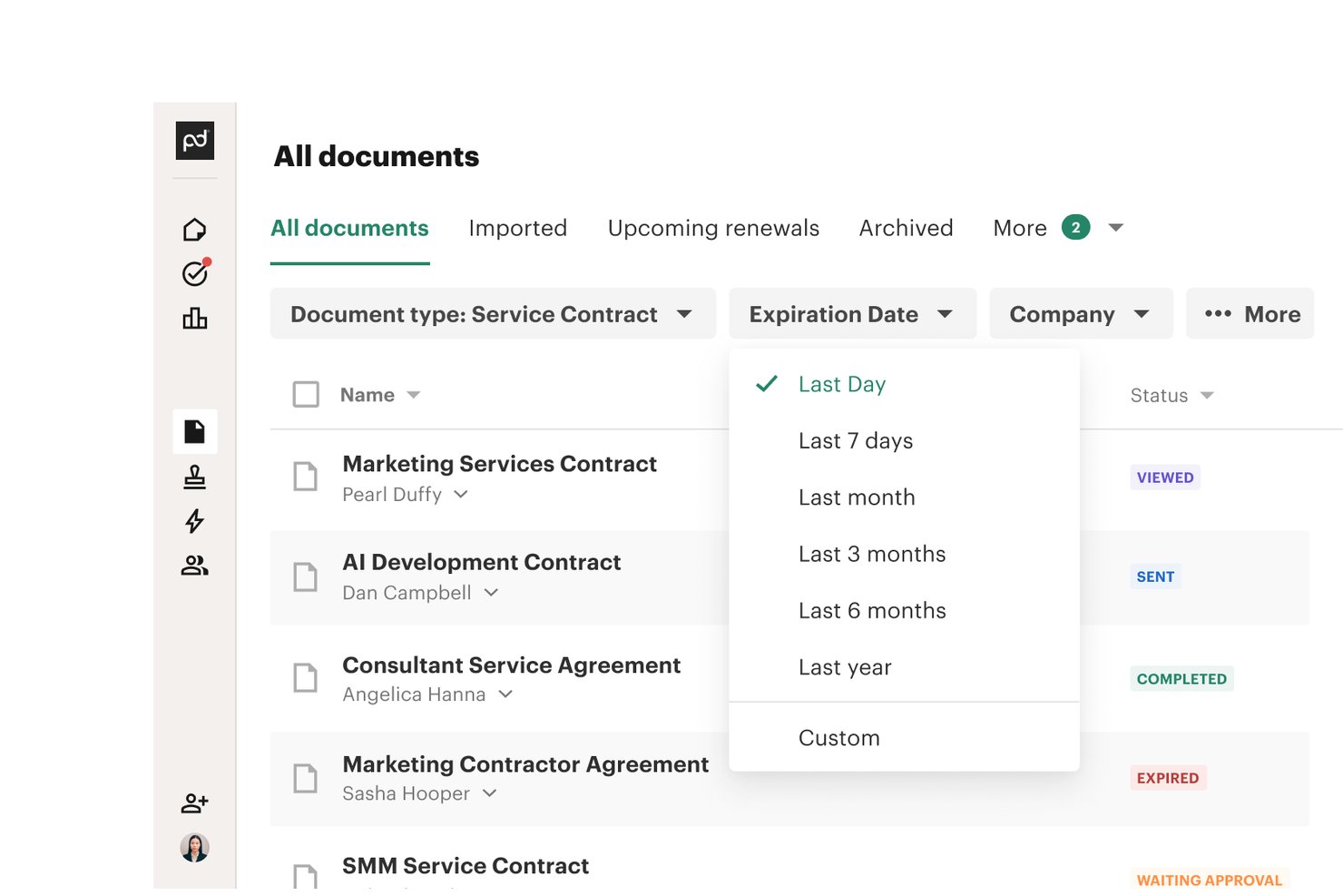 PandaDoc screenshot - 10 Mejores Software de Gestión de Contratos con IA en 2026