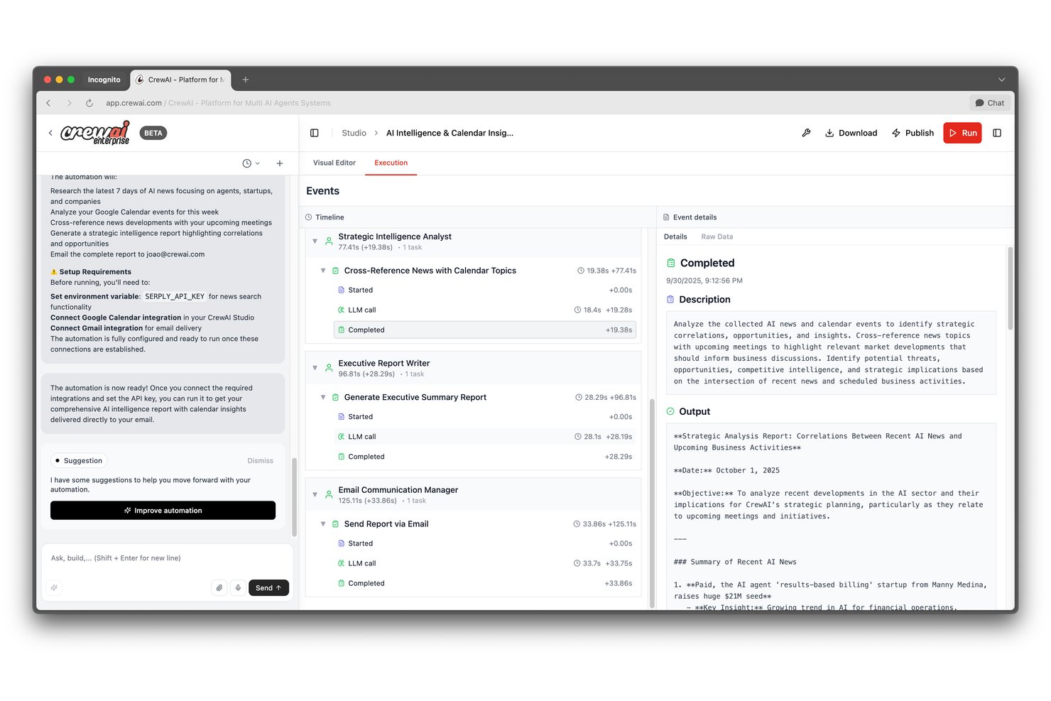 CrewAI screenshot - 10 Best AI Agent Builder in 2026