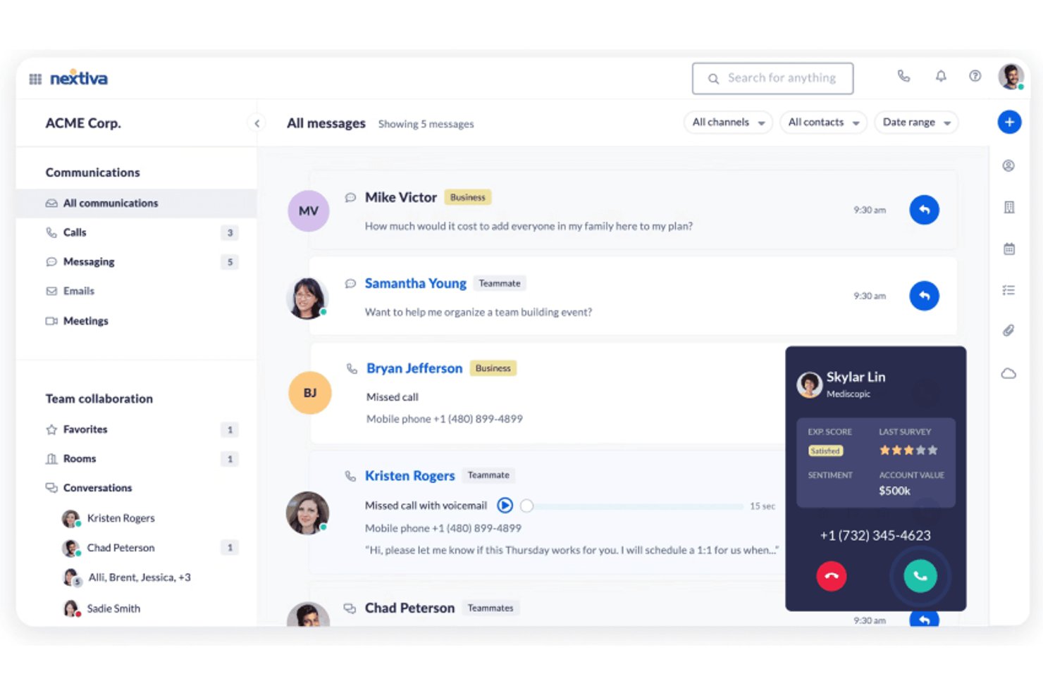 Nextiva screenshot - 10 Migliori Alternative a Vonage nel 2026