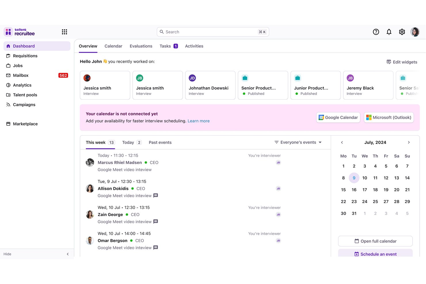 Recruitee screenshot - 10 meilleures alternatives à Teamtailor en 2026