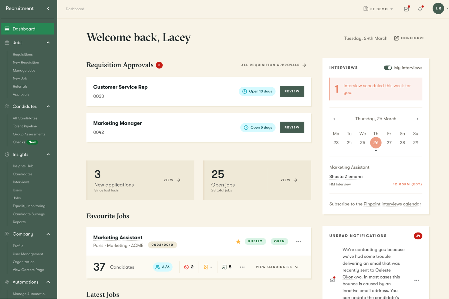 Pinpoint screenshot - 10 meilleures alternatives à Teamtailor en 2026