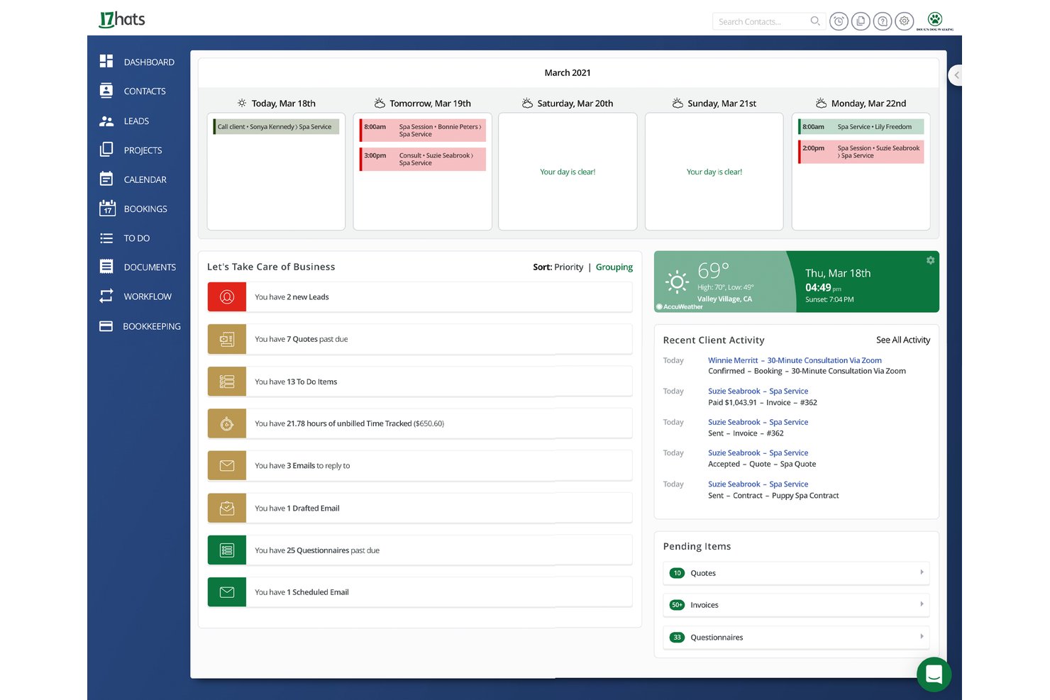17hats screenshot - 10 Mejores Alternativas a HoneyBook en 2026
