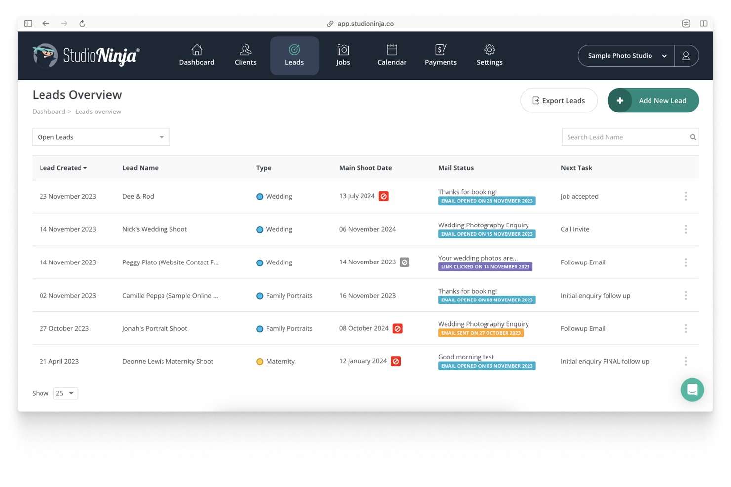 Studio Ninja screenshot - 10 Mejores Alternativas a HoneyBook en 2026