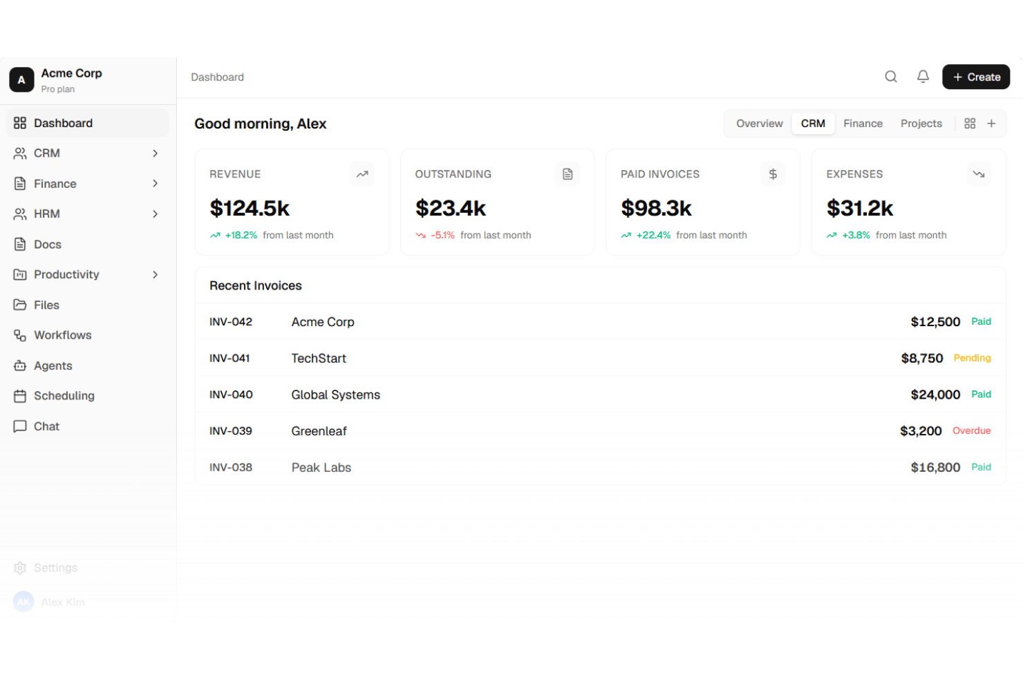 Agiled screenshot - 10 Mejores Alternativas a HoneyBook en 2026