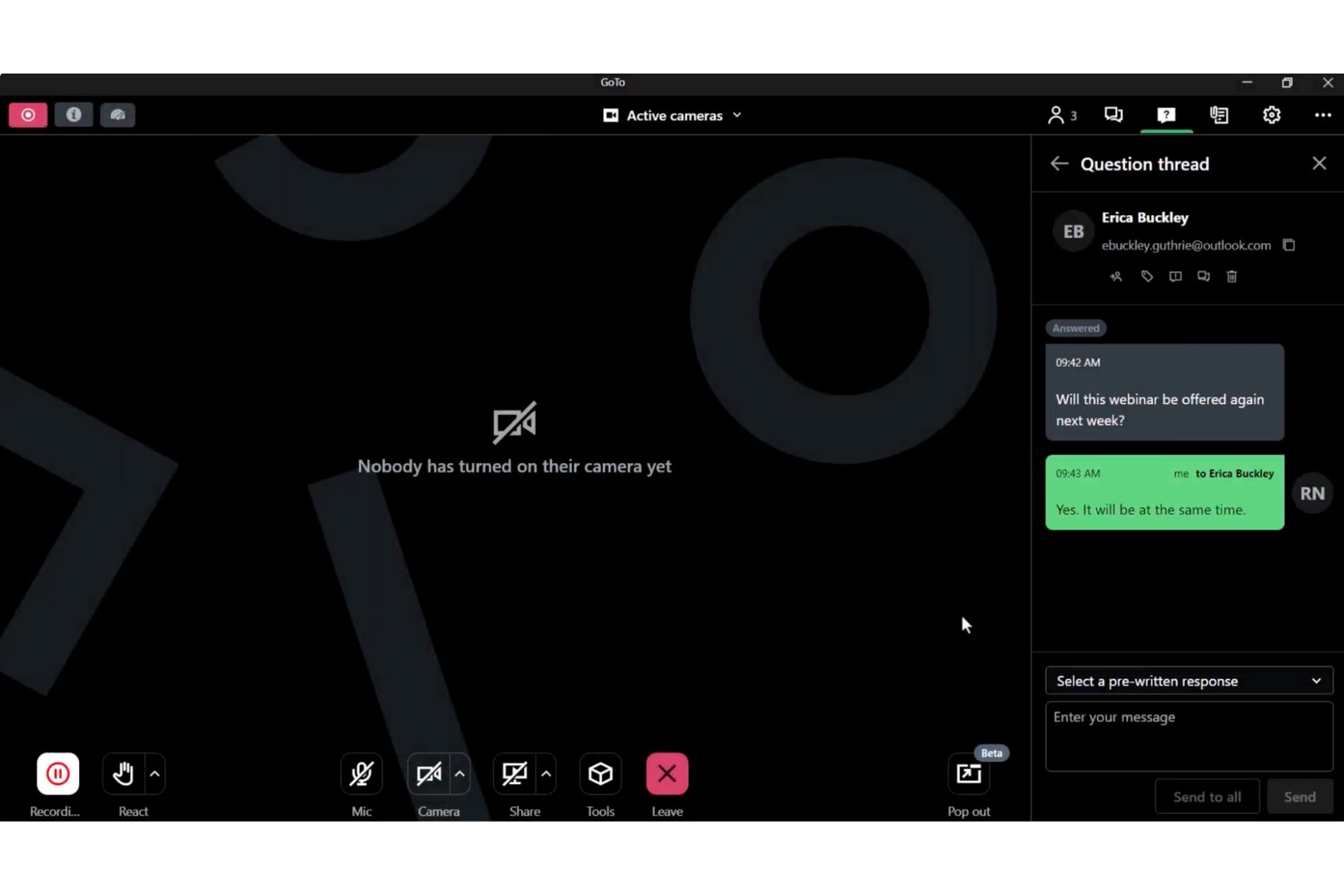 GoTo Webinar screenshot - 10 migliori alternative ad Adobe Connect nel 2026