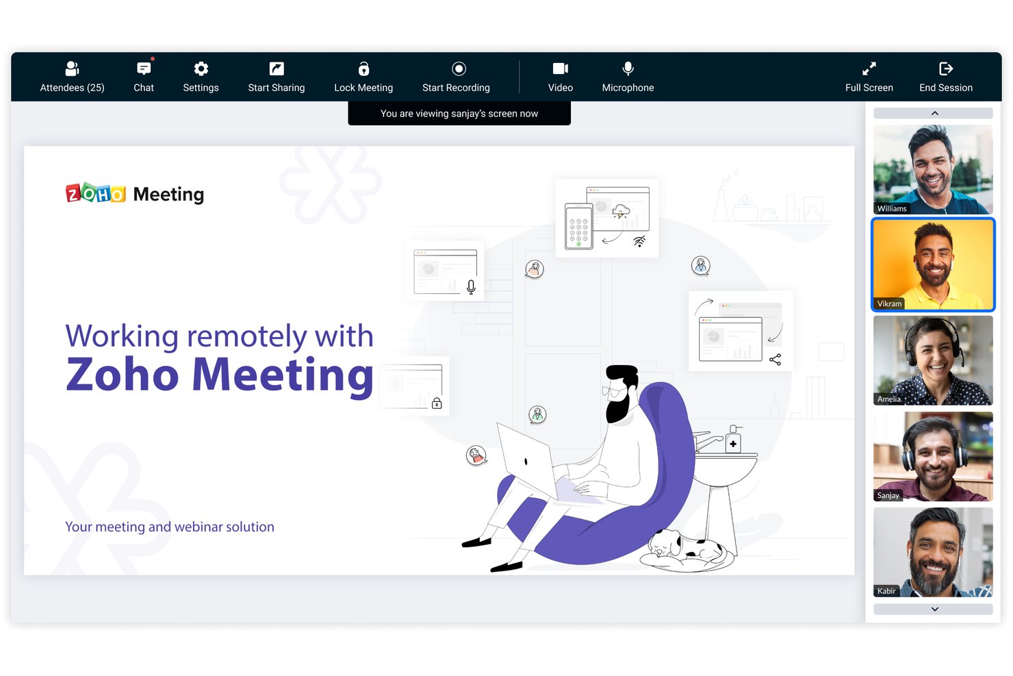 Zoho Meeting screenshot - 10 migliori alternative ad Adobe Connect nel 2026