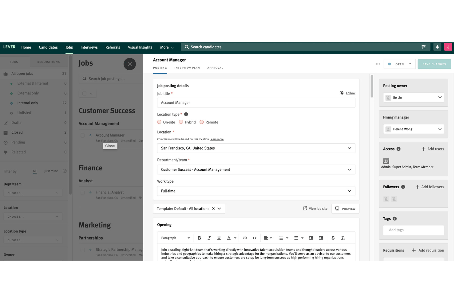 Lever screenshot - 10 mejores alternativas a Recruitee en 2026
