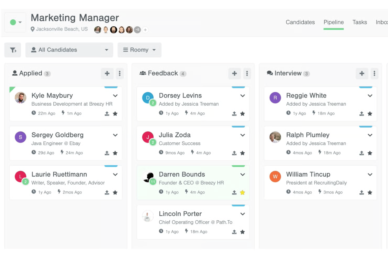 Breezy HR screenshot - 10 mejores alternativas a Recruitee en 2026