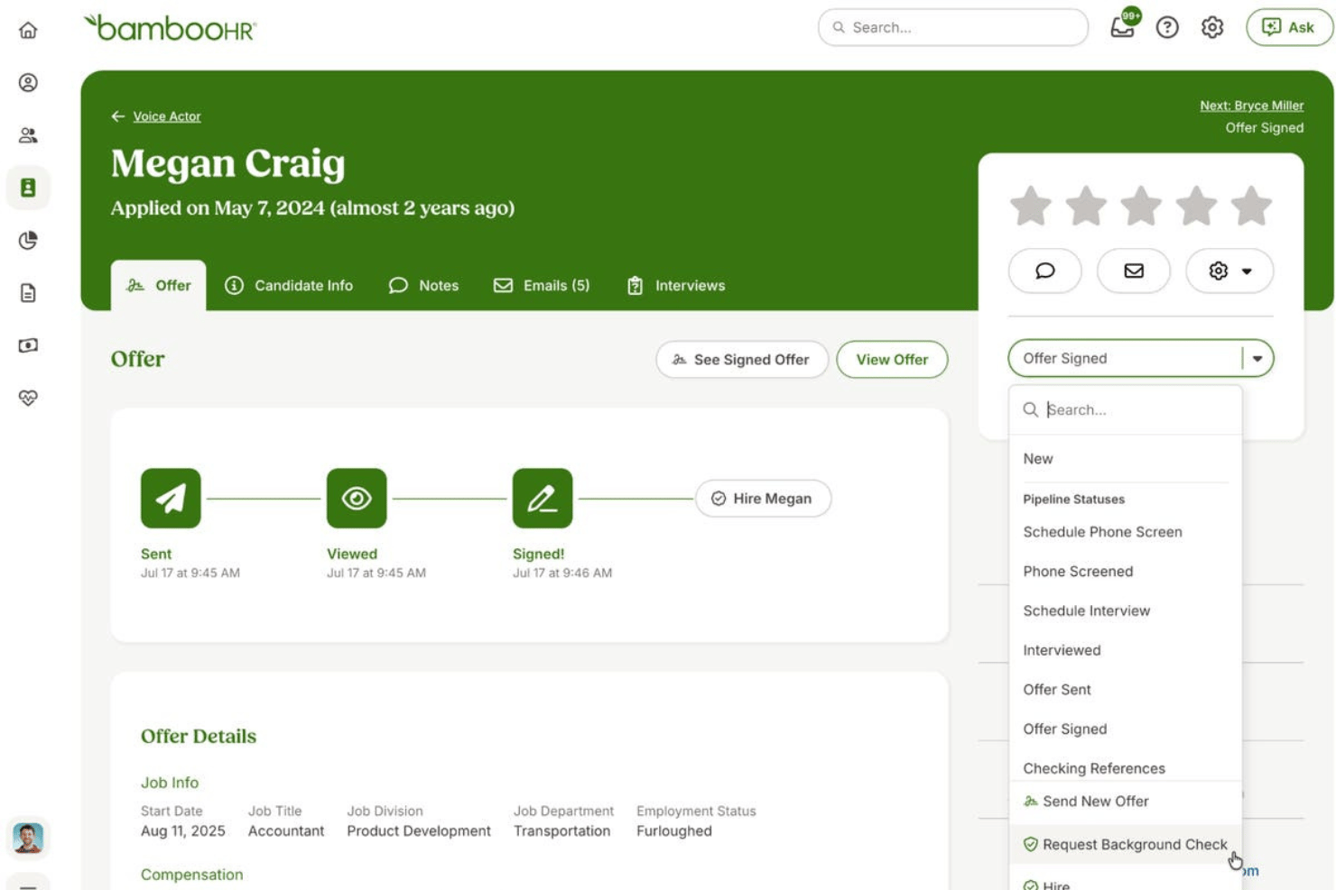 BambooHR® screenshot - 10 mejores alternativas a Recruitee en 2026
