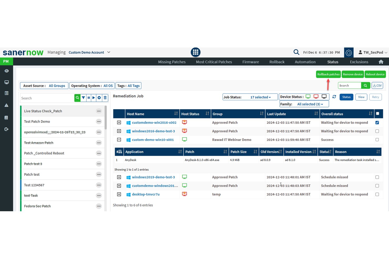 SecPod (Saner Platform) screenshot - 10 Best Enterprise Patch Management Software in 2026