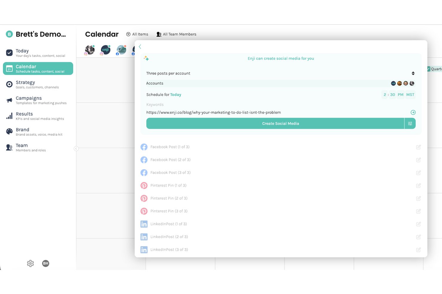 Enji screenshot - 10 mejores programas de creación de contenido en 2026