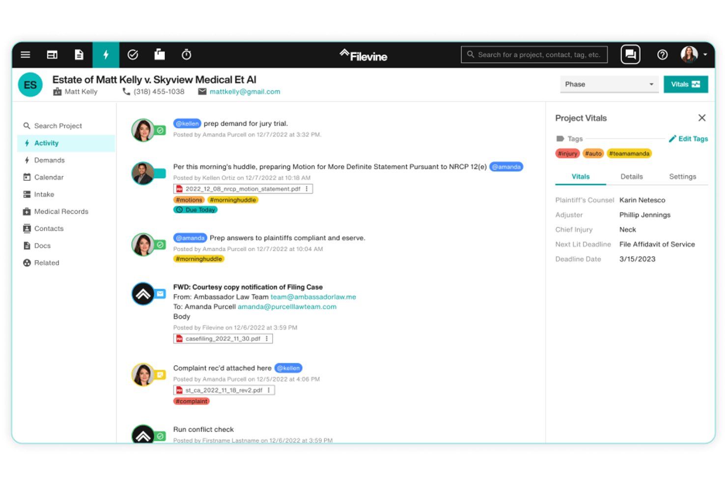 Filevine screenshot - 10 Best Legal Case Management Software in 2026