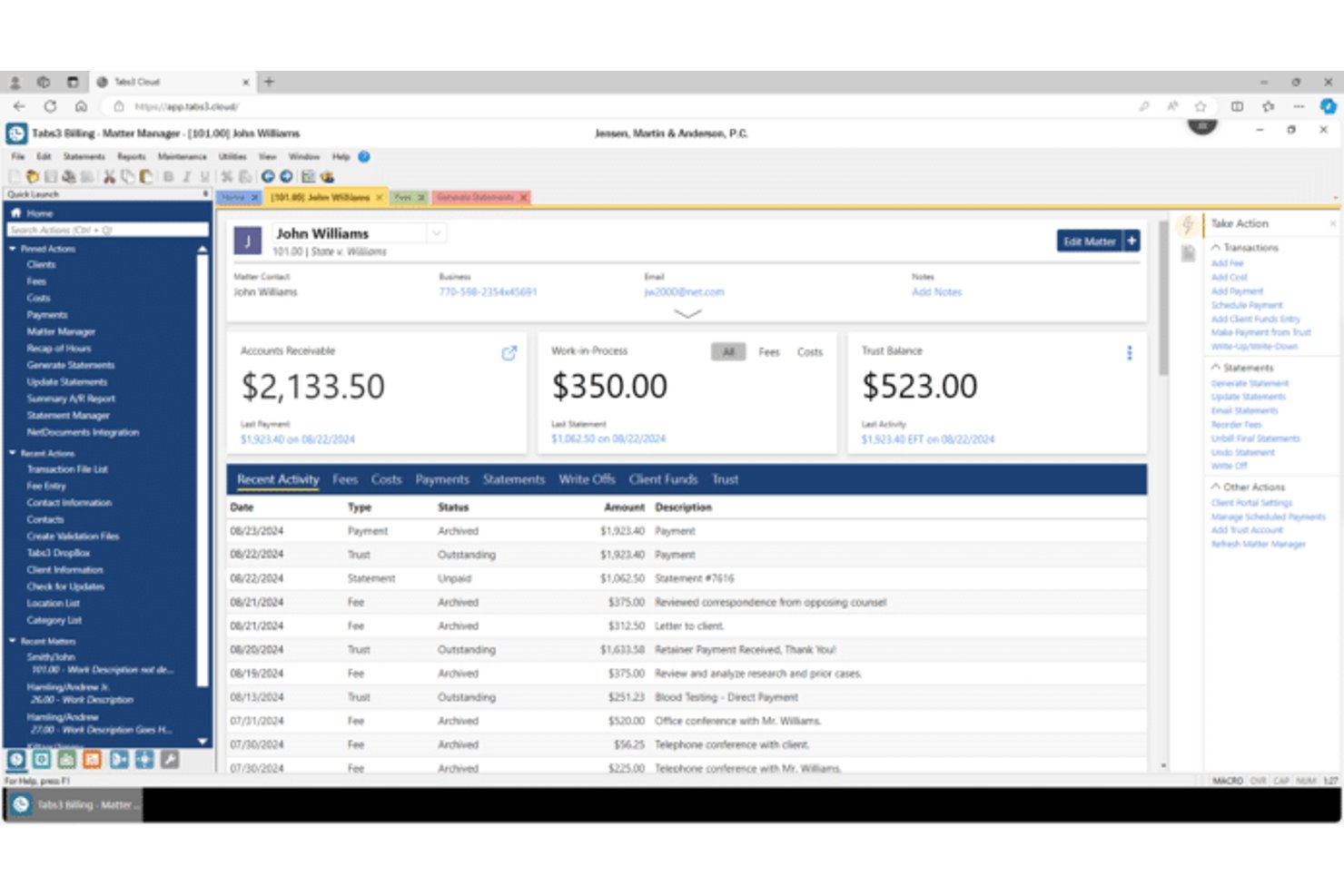 Tabs3 screenshot - 10 Best Legal Case Management Software in 2026