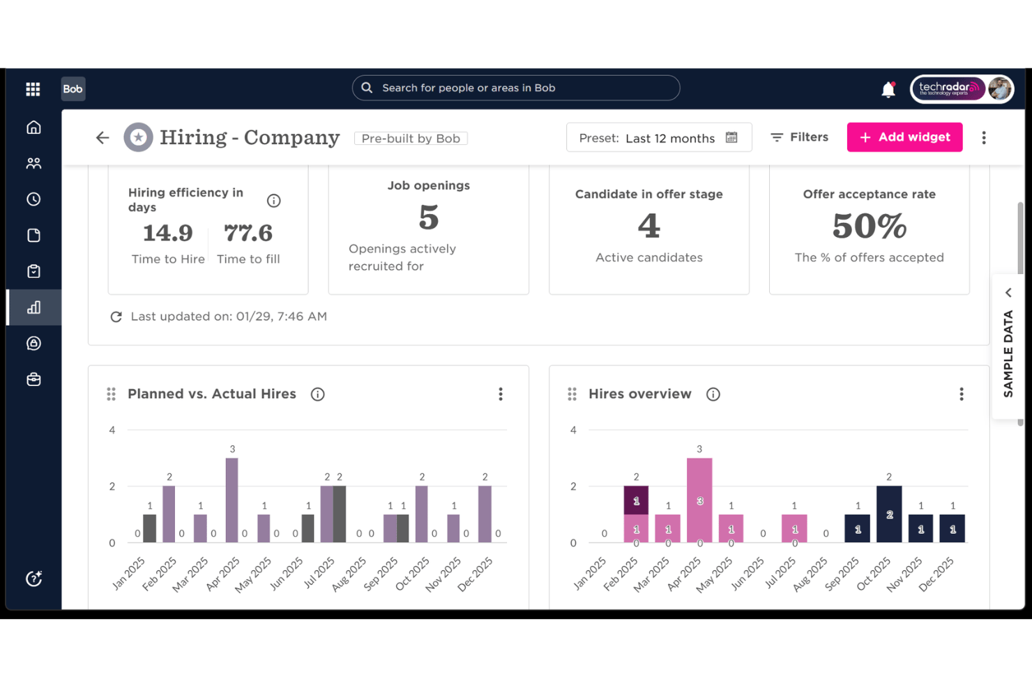 HiBob screenshot - Les 10 meilleurs SIRH de 2026 : analysés et comparés