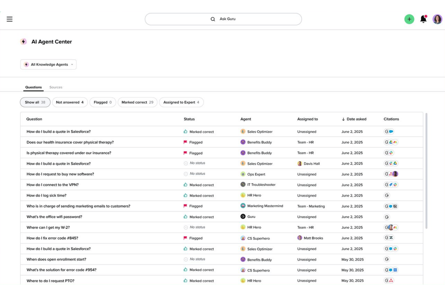 Guru screenshot - Las 10 mejores alternativas a Slab en 2026