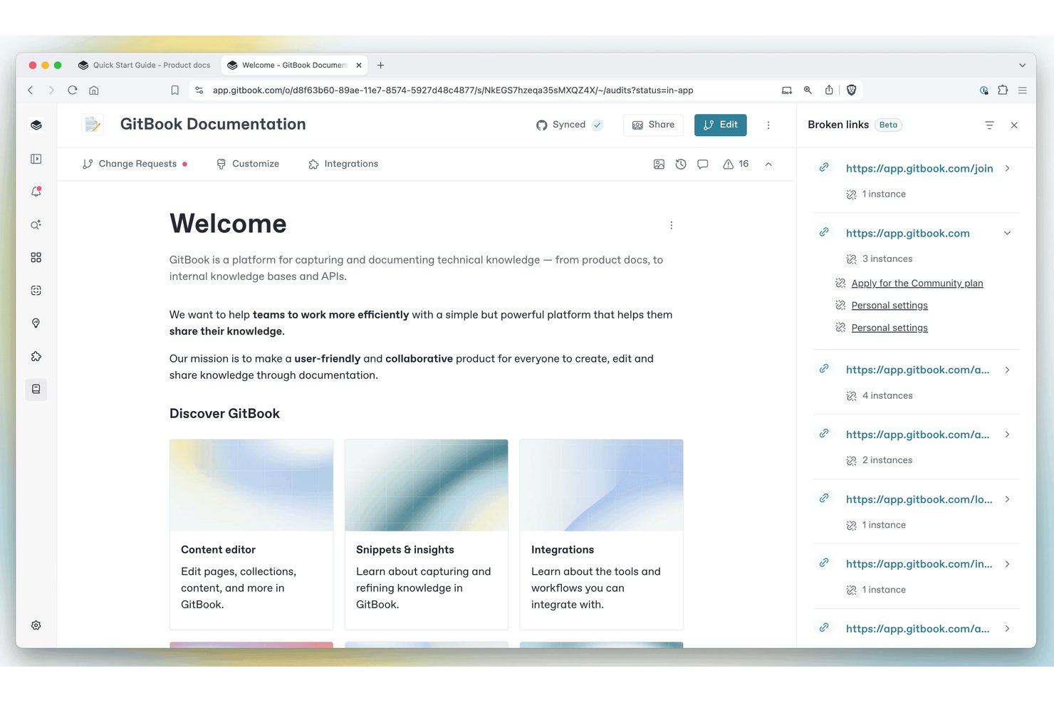 GitBook screenshot - Las 10 mejores alternativas a Slab en 2026