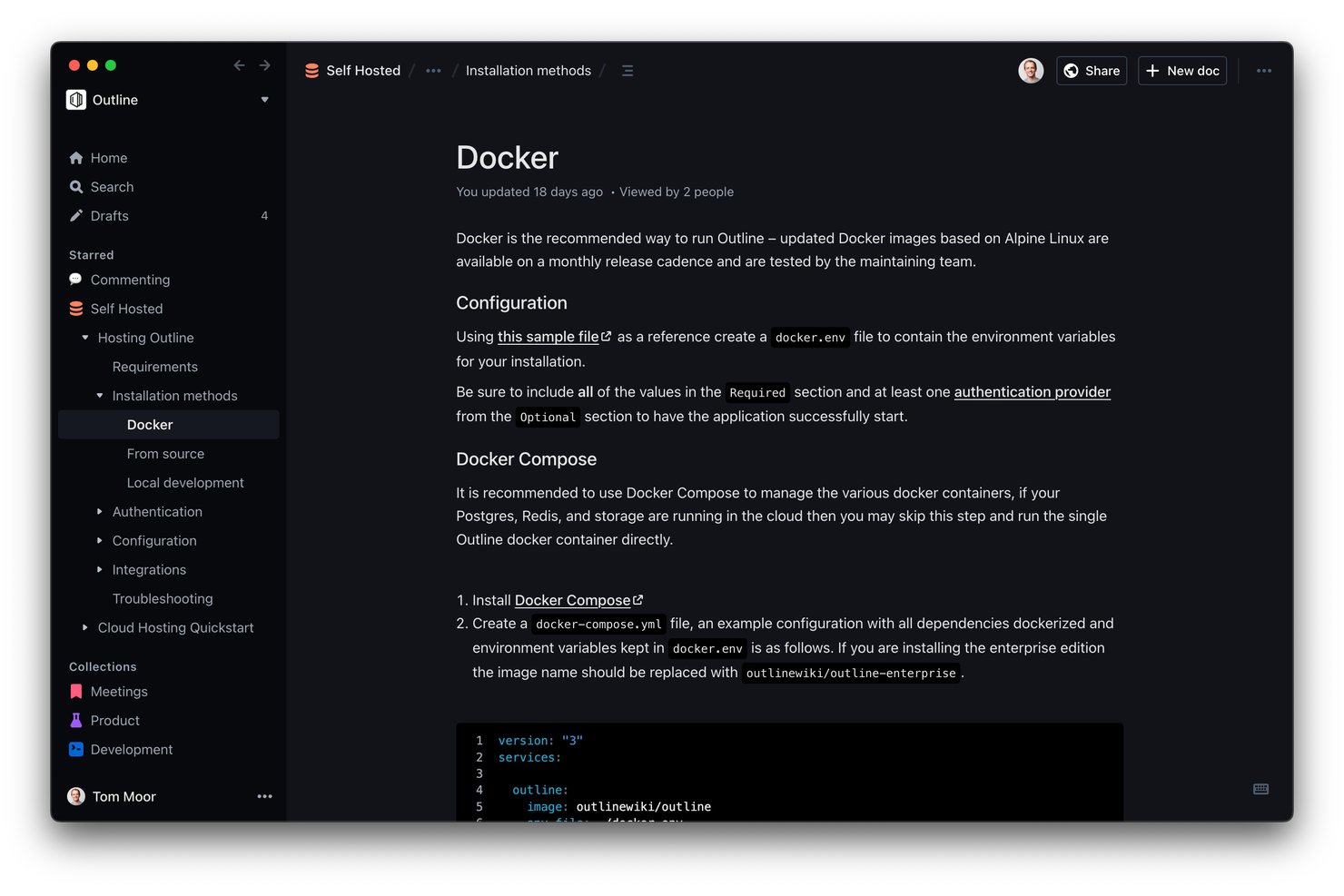 Outline screenshot - Las 10 mejores alternativas a Slab en 2026