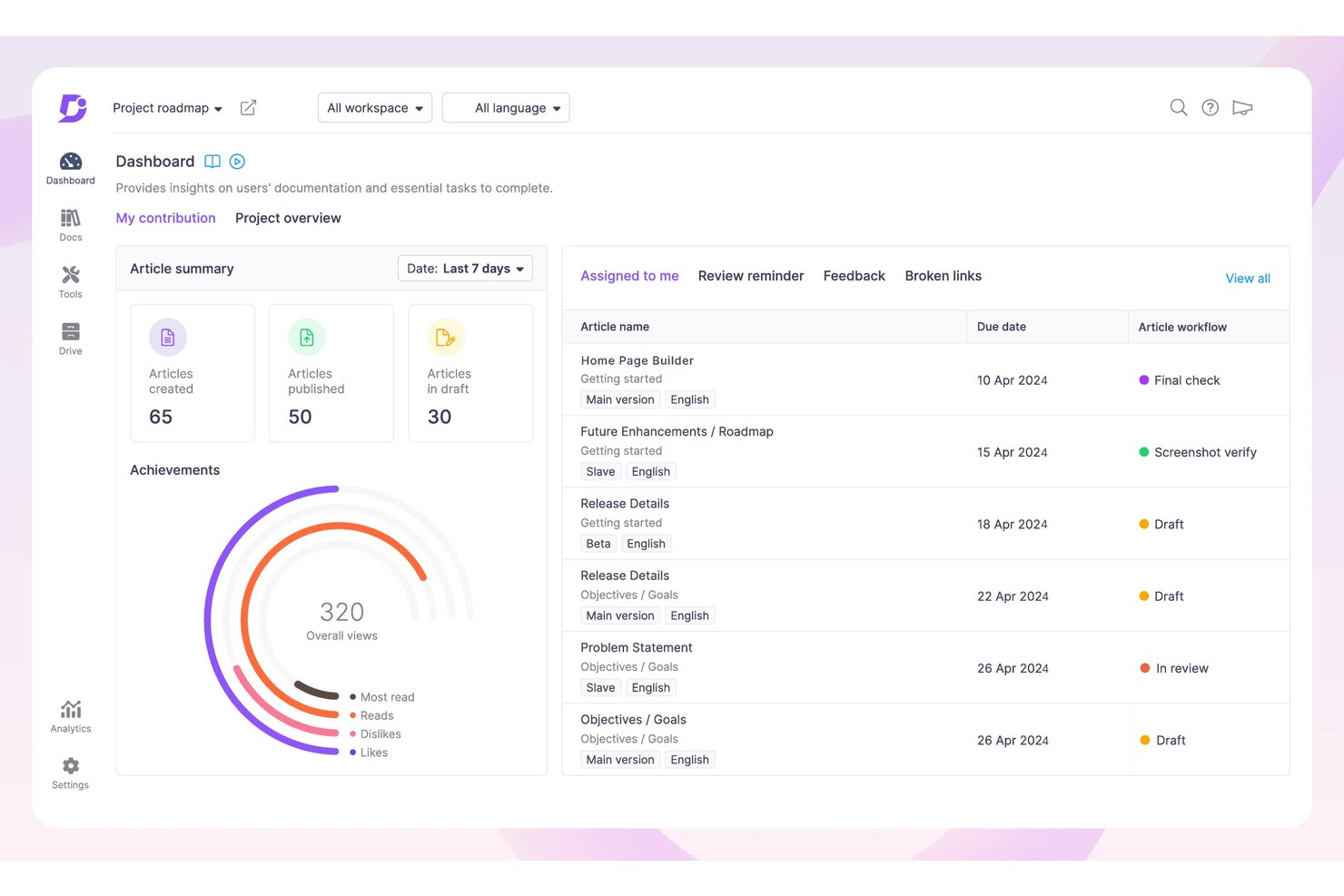 Document360 screenshot - 10 meilleures alternatives à Guru en 2026