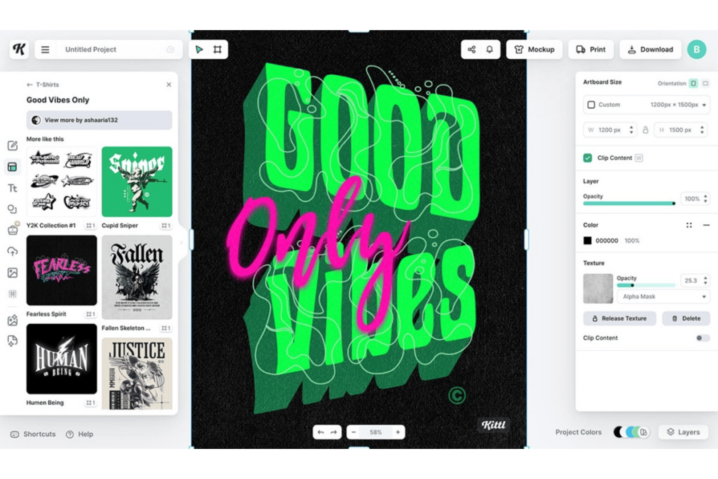 Kittl screenshot - 10 meilleurs générateurs de design par IA en 2026