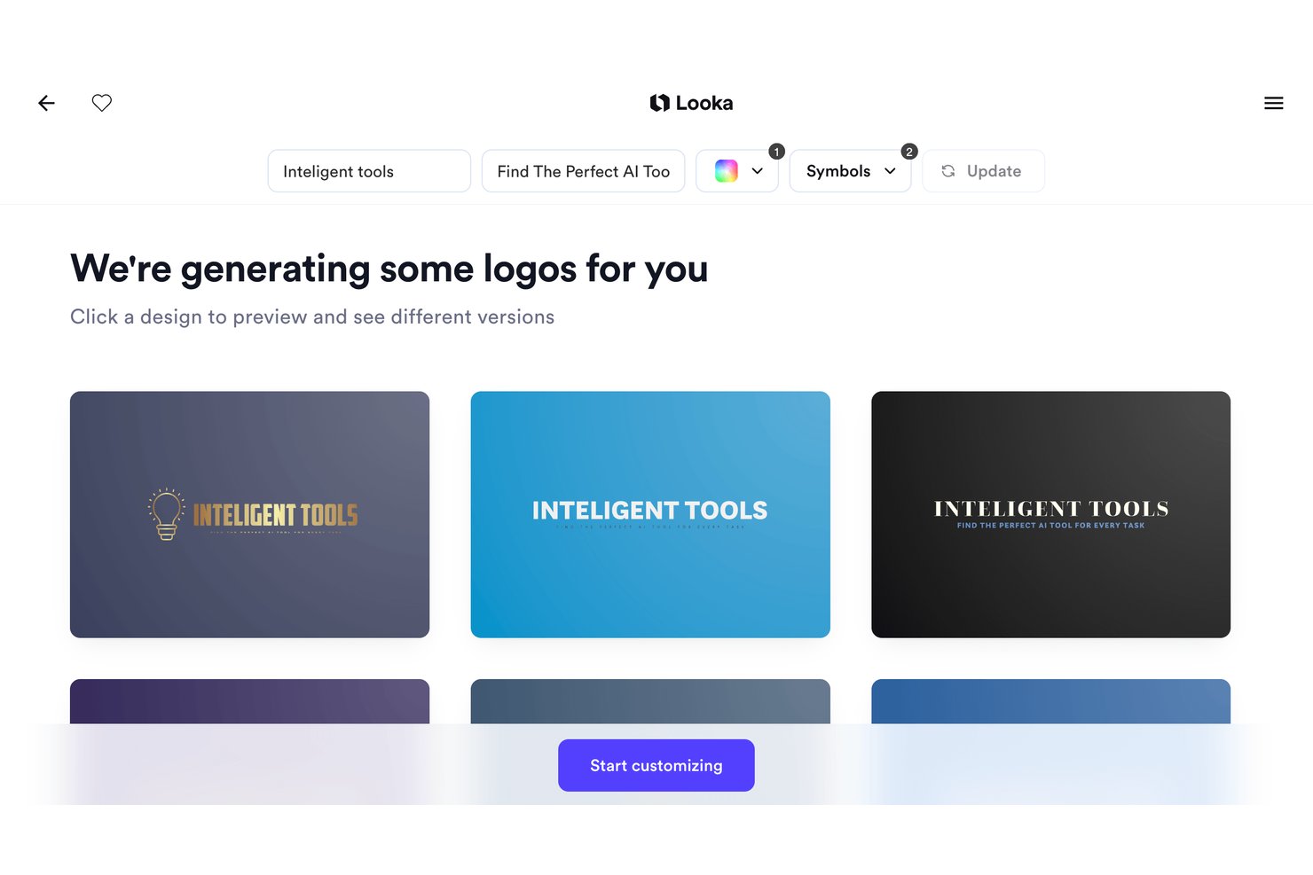 Looka screenshot - 10 meilleurs générateurs de design par IA en 2026