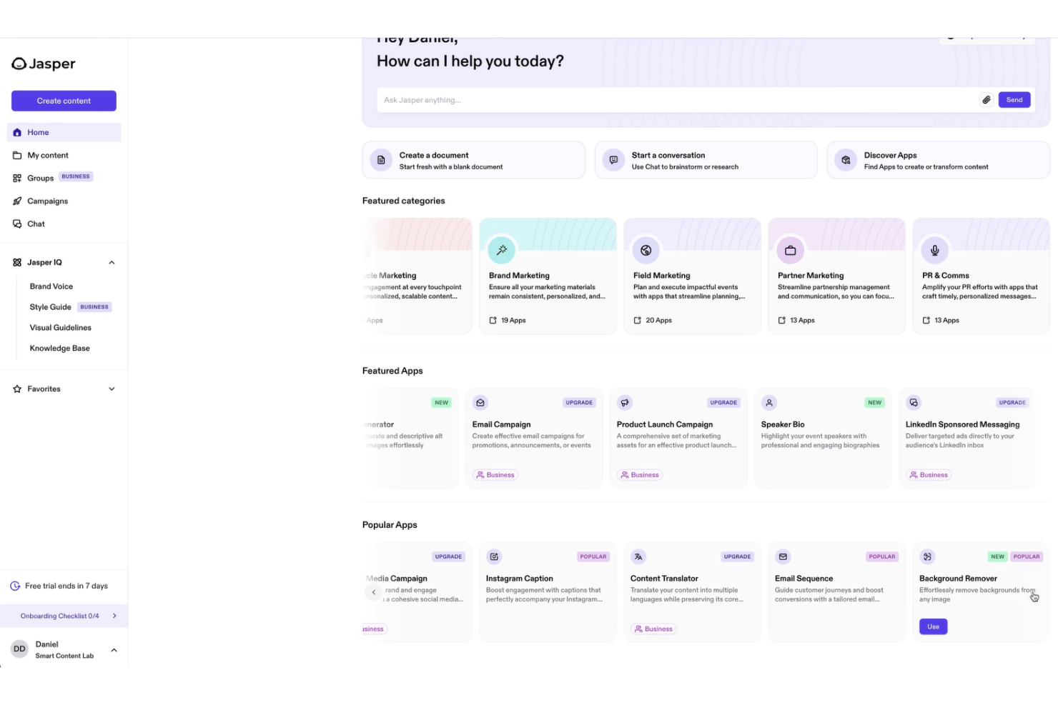 Jasper screenshot - 10 migliori agenti di marketing IA nel 2026