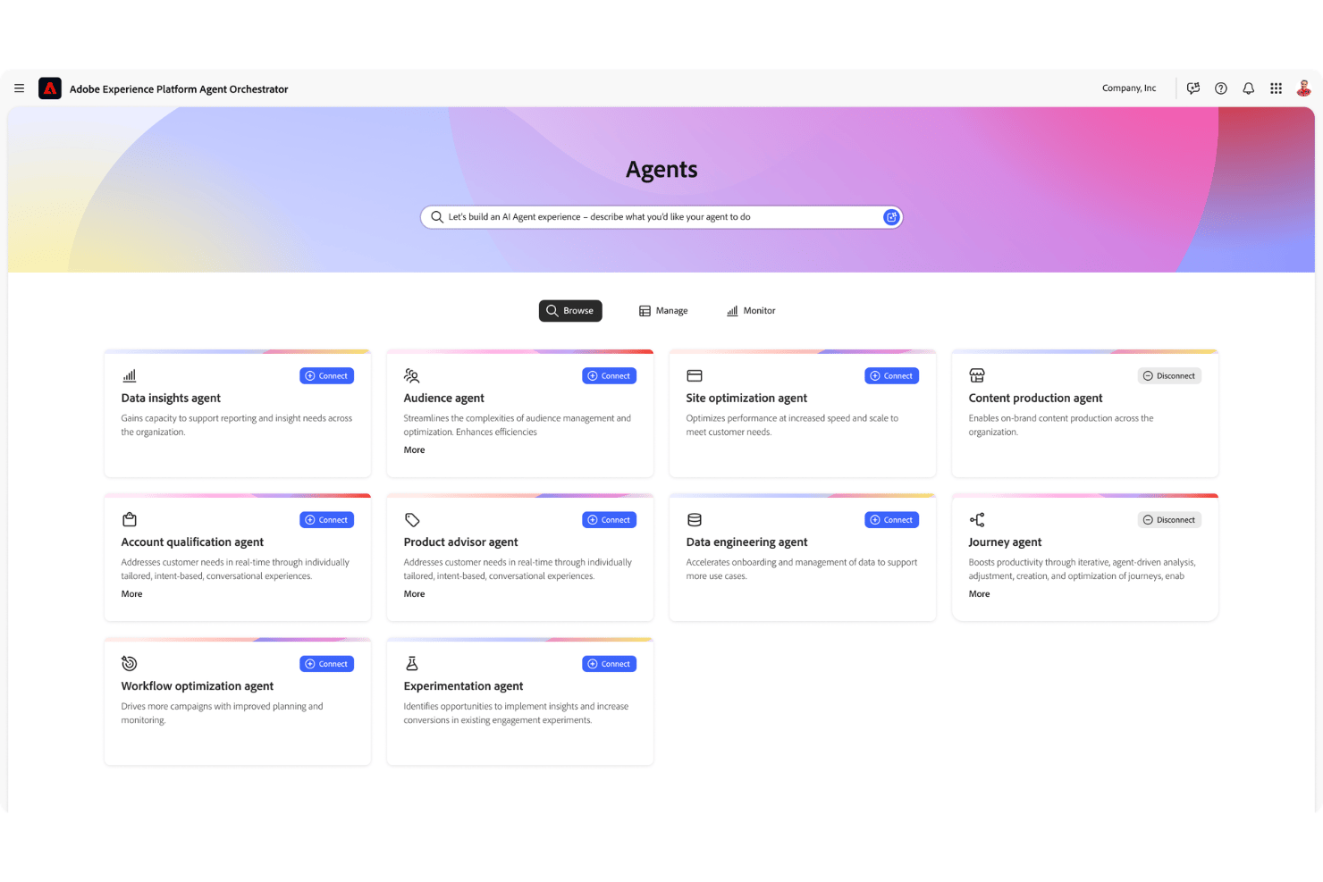 Adobe Experience Platform Agent Orchestrator screenshot - 10 migliori agenti di marketing IA nel 2026