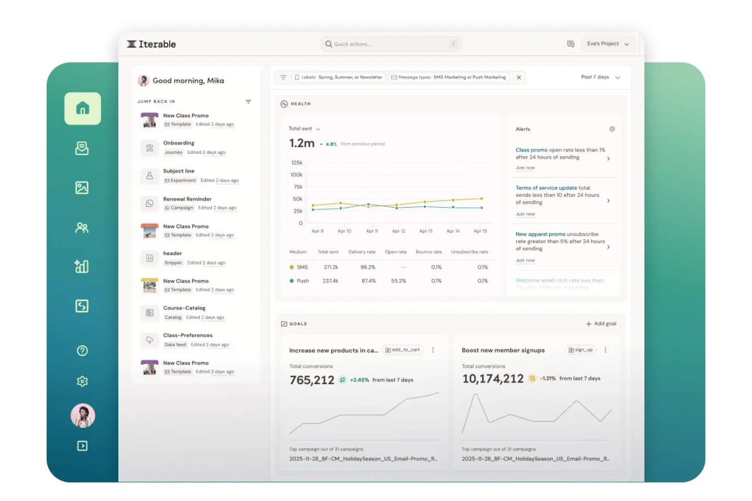 Iterable Nova Agent screenshot - 10 migliori agenti di marketing IA nel 2026
