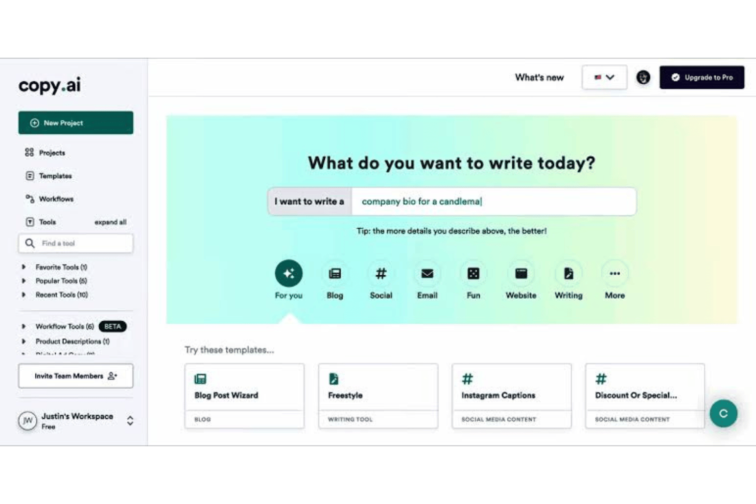 Copy.ai screenshot - 10 migliori agenti di marketing IA nel 2026