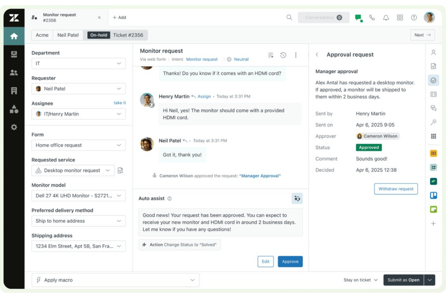 Zendesk screenshot - 10 migliori alternative a Intercom nel 2026