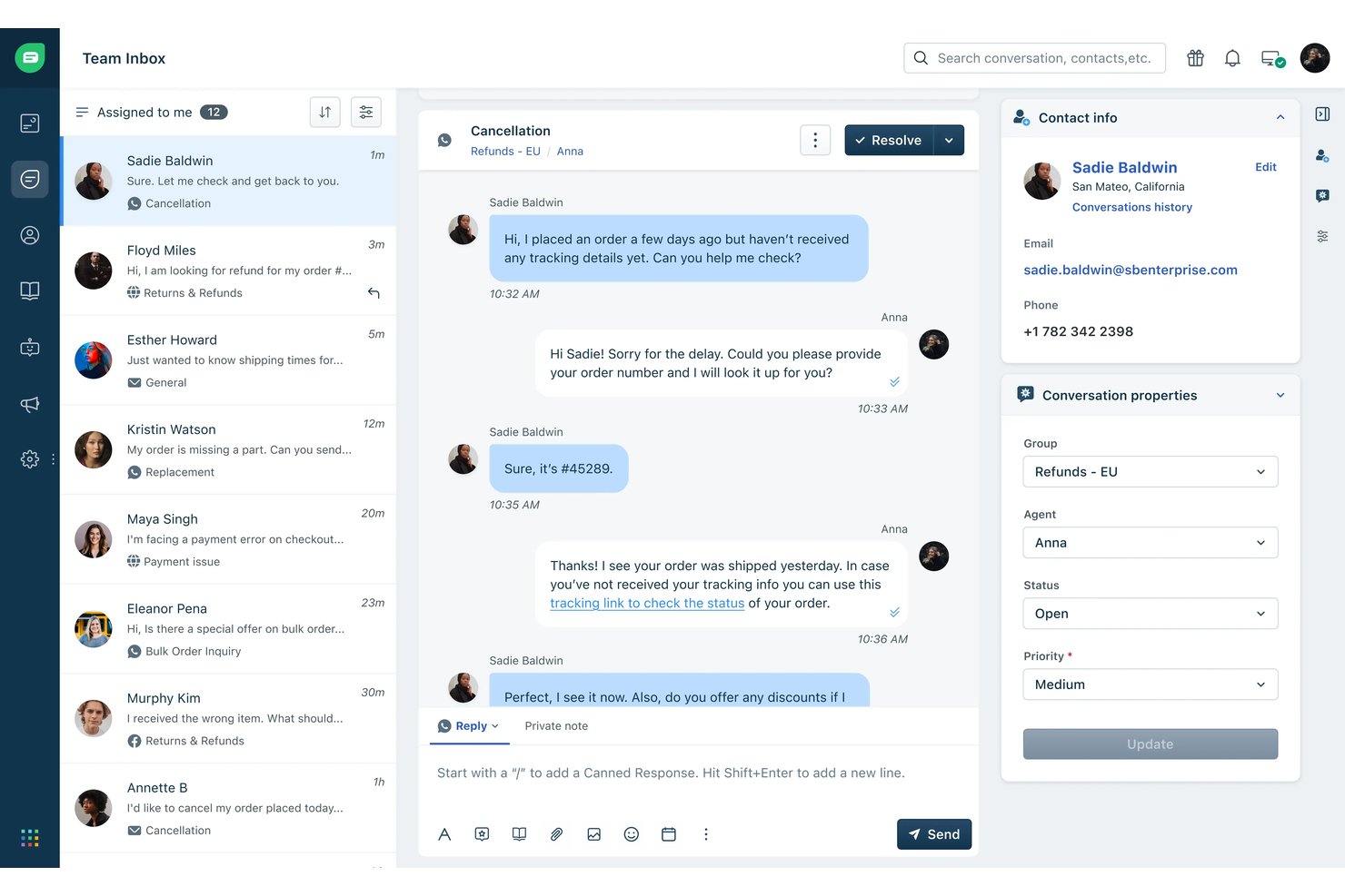 Freshchat screenshot - 10 migliori alternative a Intercom nel 2026