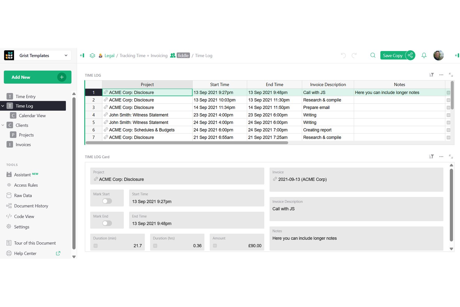 Grist screenshot - 10 meilleurs logiciels gratuits de gestion des dossiers juridiques en 2026