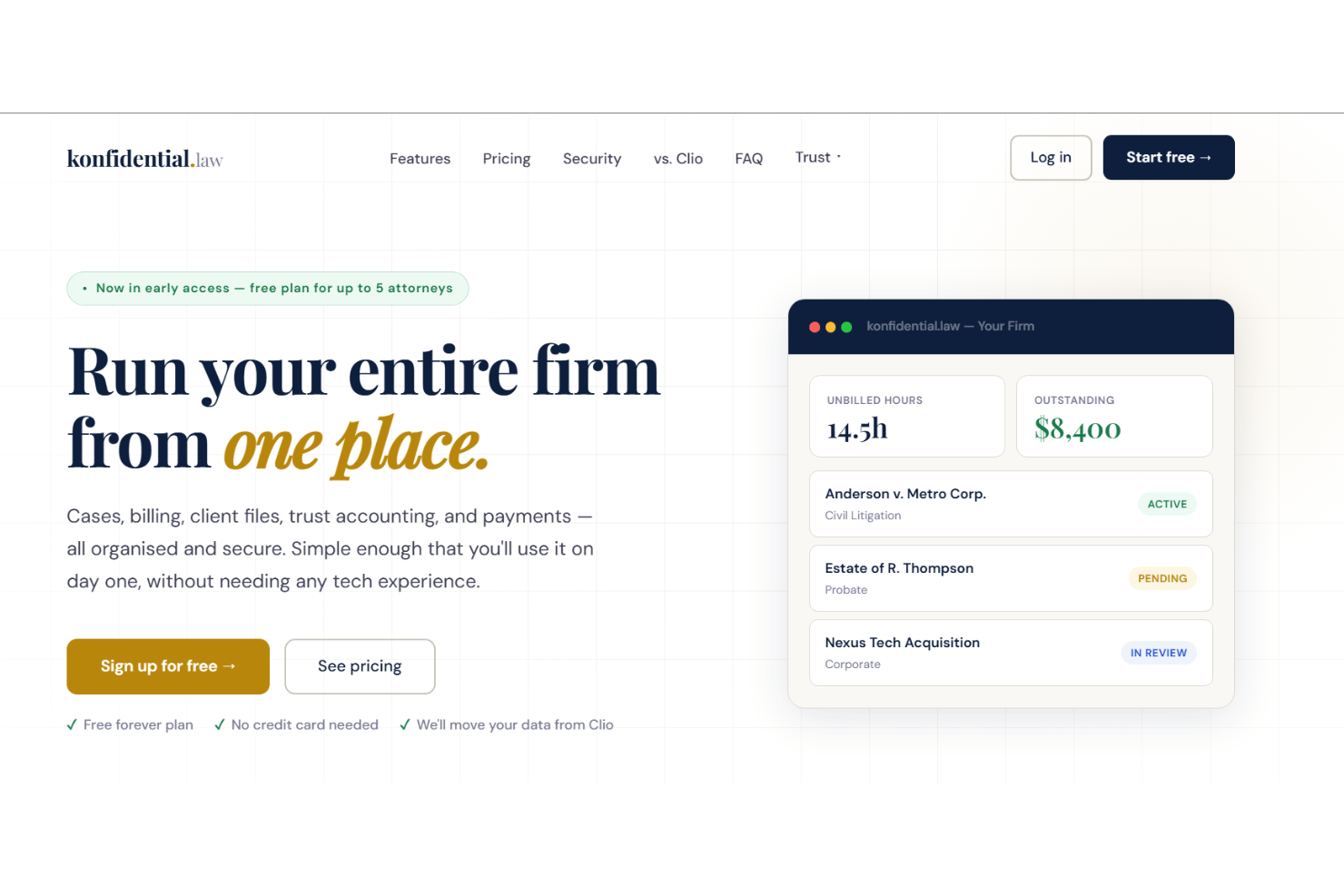 Konfidential.law screenshot - 10 beste gratis software voor juridisch casusbeheer in 2026