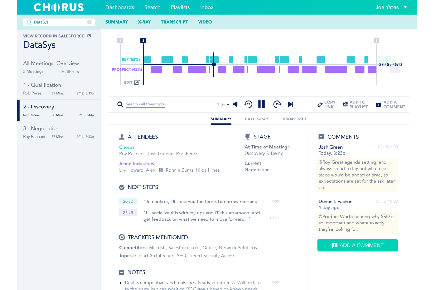 Chorus by ZoomInfo screenshot - 10 beste Gong-Konkurrenten im Jahr 2026