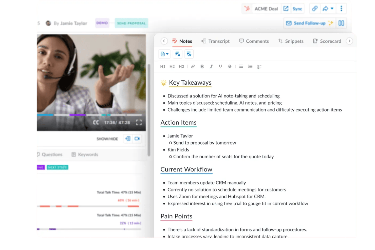 Avoma Conversation Intelligence screenshot - 10 beste Gong-Konkurrenten im Jahr 2026