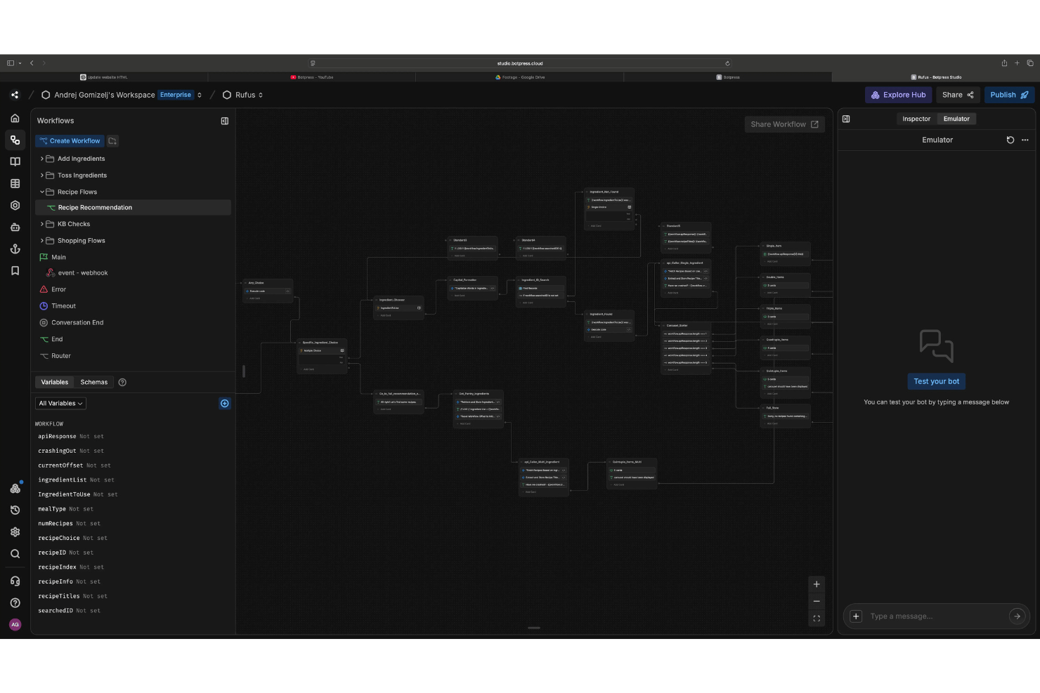 Botpress Studio screenshot - 10 meilleurs générateurs d’agents IA sans code en 2026
