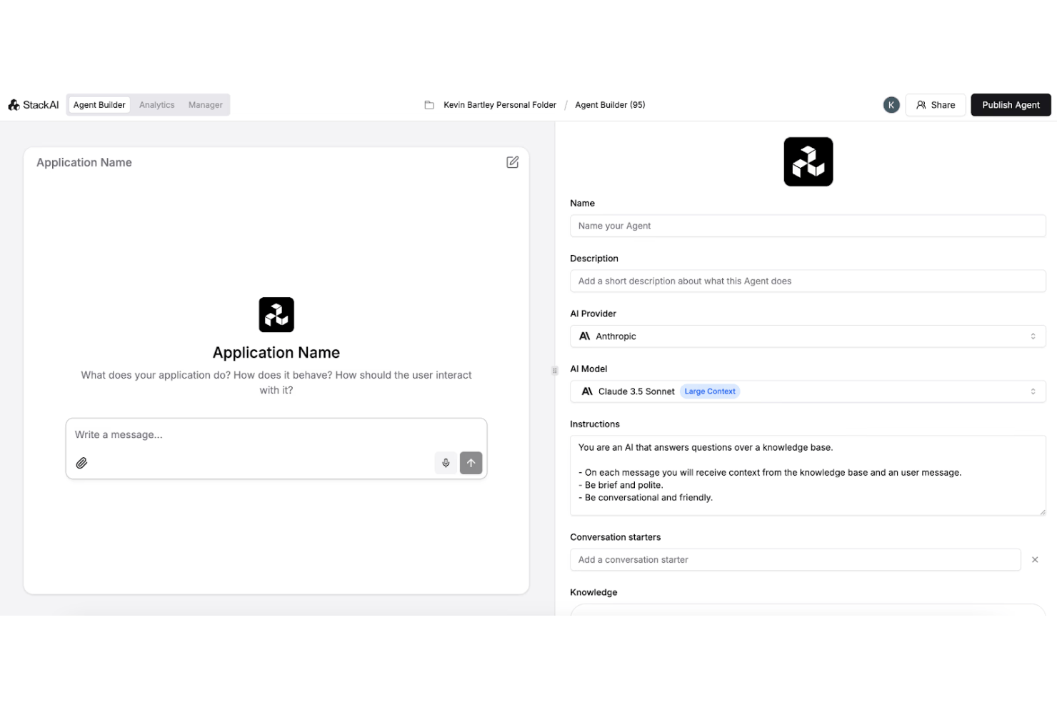 StackAI screenshot - 10 meilleurs générateurs d’agents IA sans code en 2026