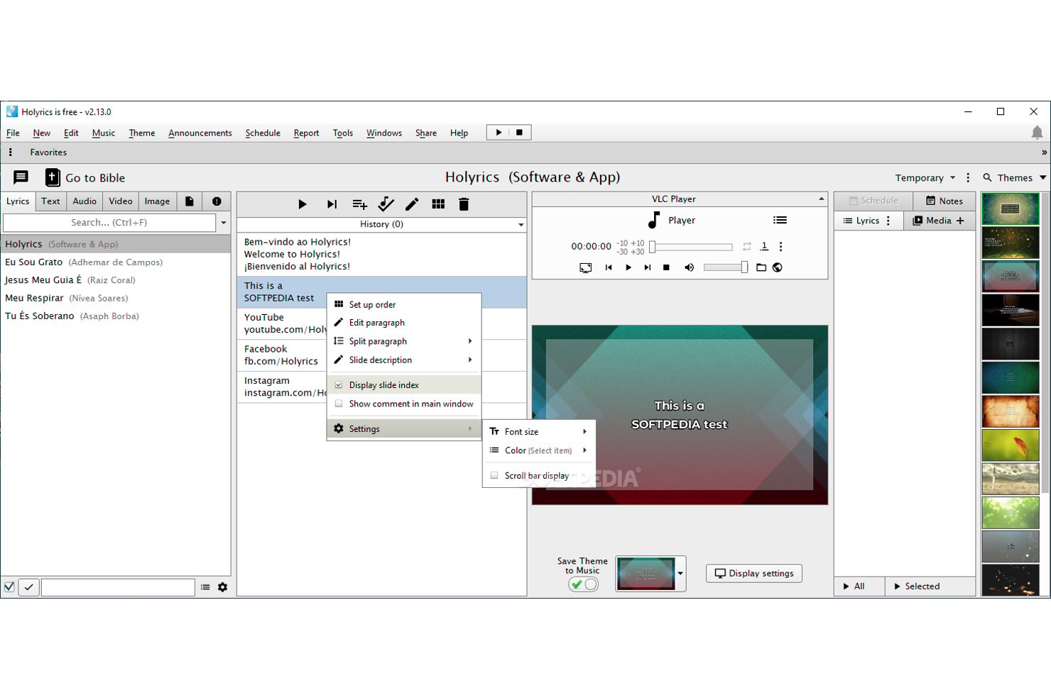 Holyrics screenshot - 10 meilleures alternatives à ProPresenter en 2026