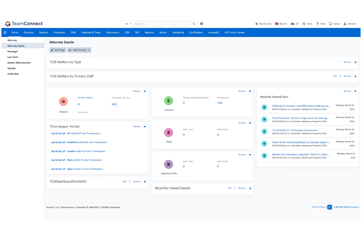 Mitratech TeamConnect screenshot - 10 Best Enterprise Legal Matter Management Software in 2026