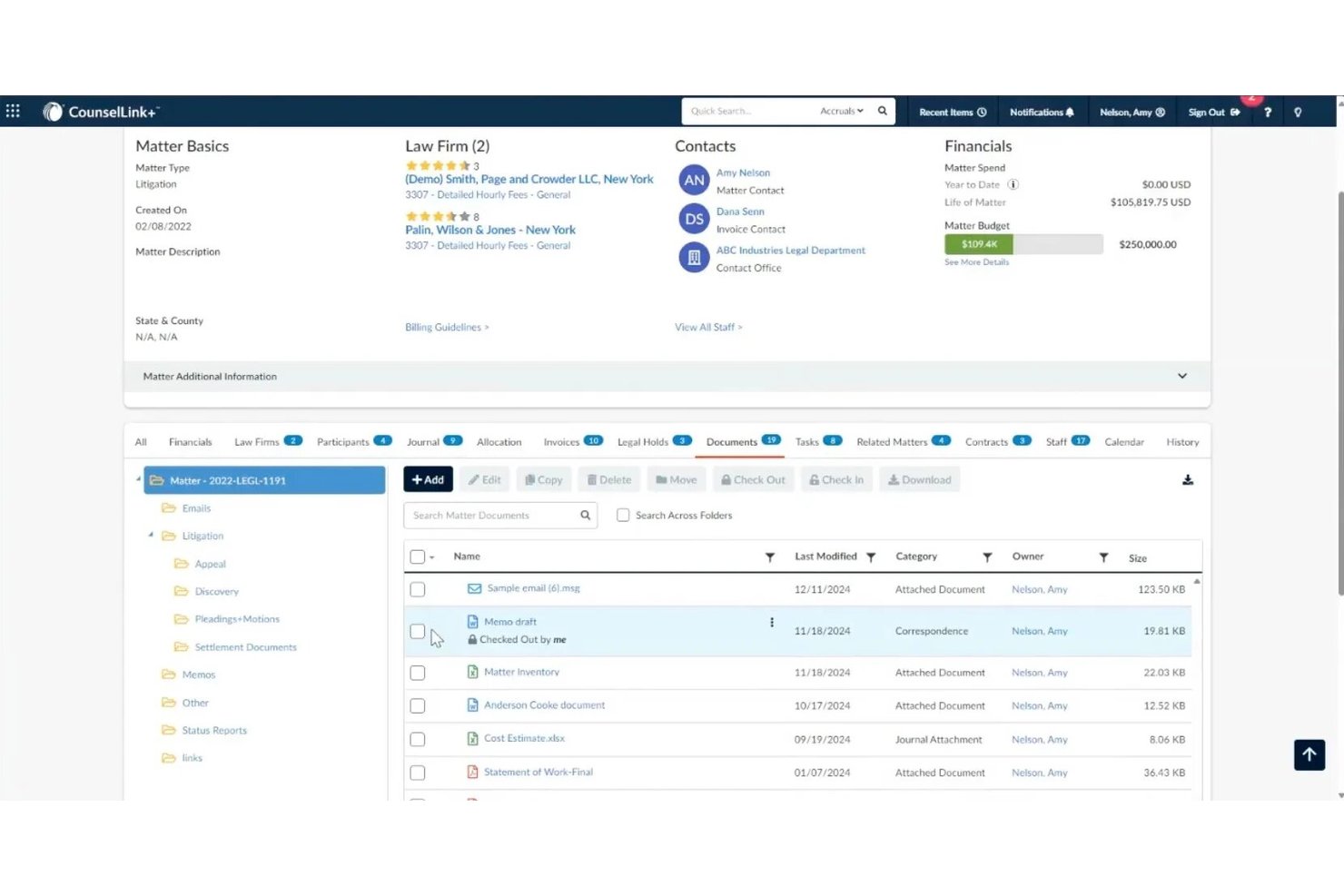 LexisNexis CounselLink+ screenshot - 10 Best Enterprise Legal Matter Management Software in 2026