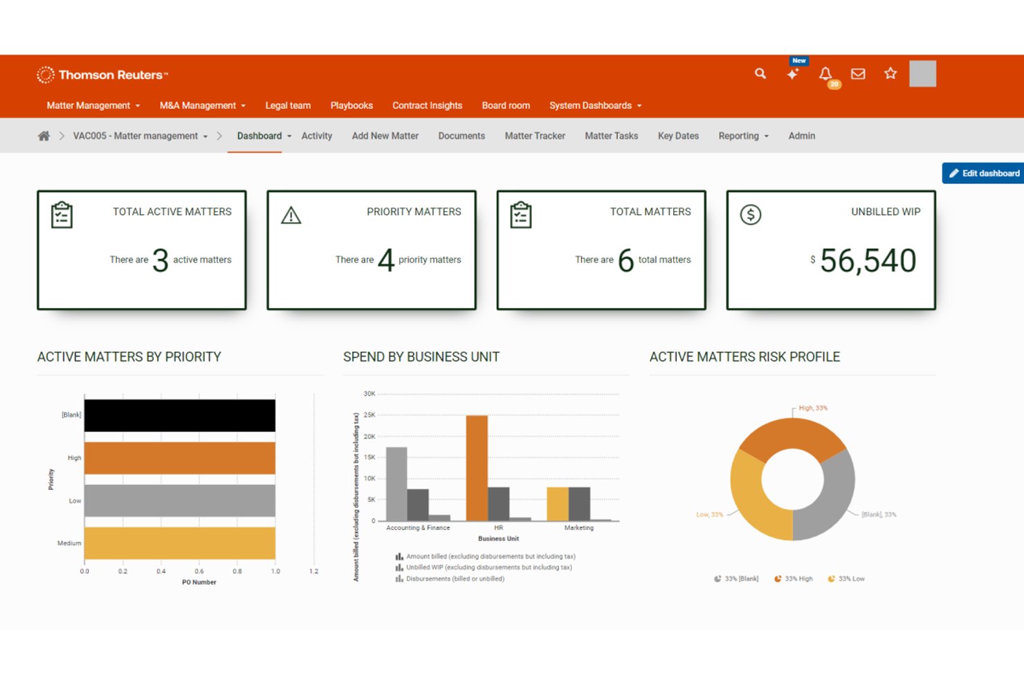 Thomson Reuters HighQ screenshot - 10 Best Enterprise Legal Matter Management Software in 2026