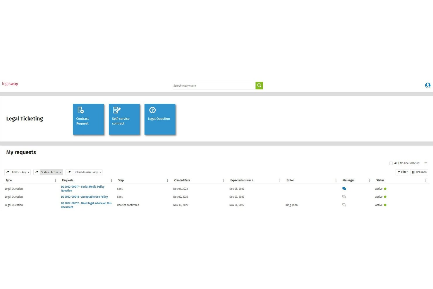 Wolters Kluwer Legisway screenshot - Los 10 mejores programas de seguimiento de solicitudes legales en 2026