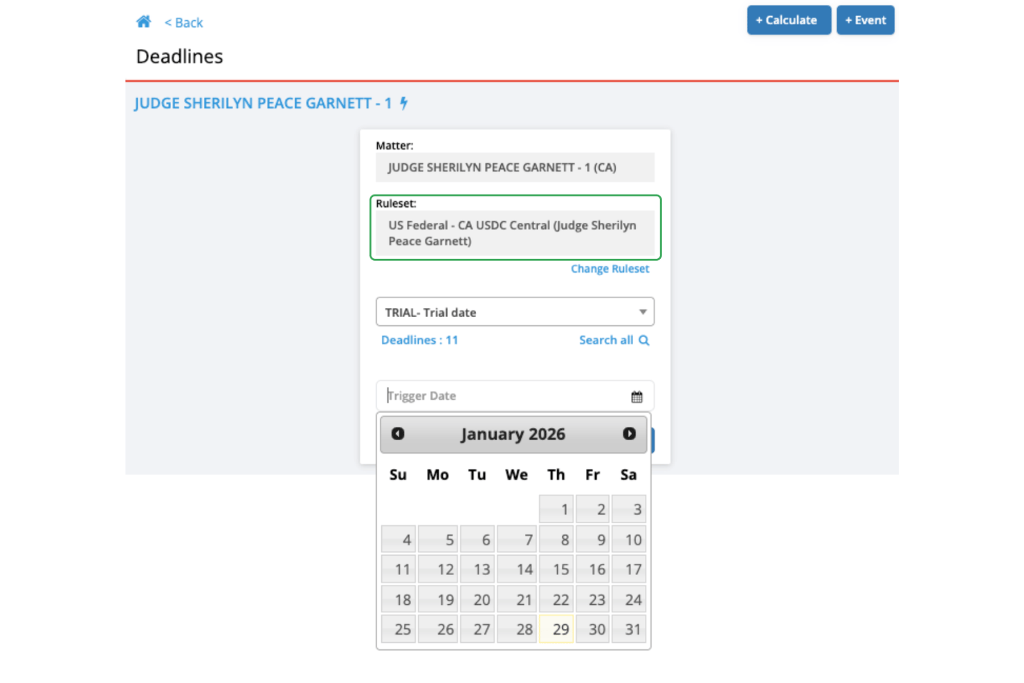 LawToolBox screenshot - Los 10 mejores programas de calendarios legales basados en reglas en 2026