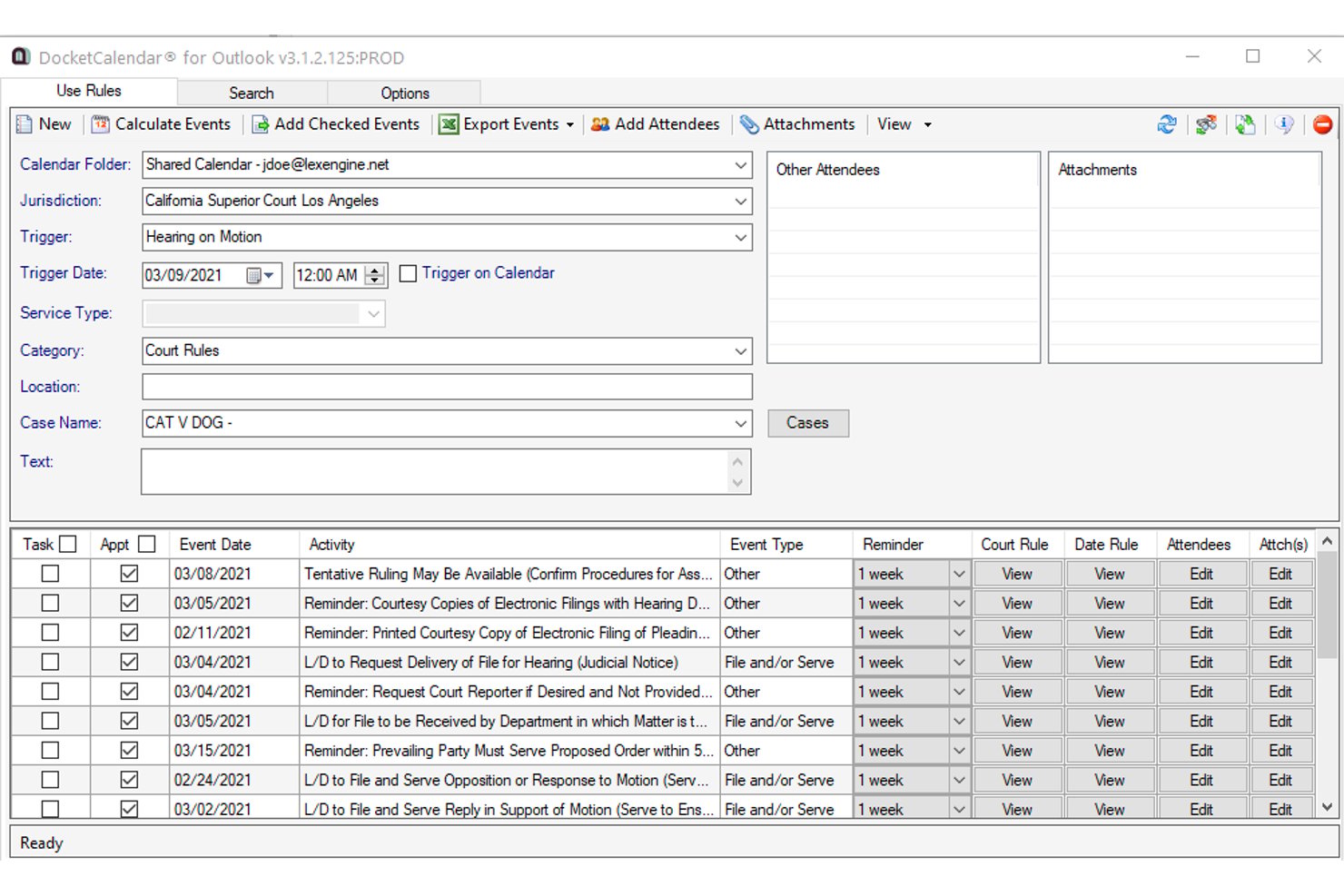 DocketCalendar screenshot - 10 beste op regels gebaseerde software voor juridische termijnplanning in 2026