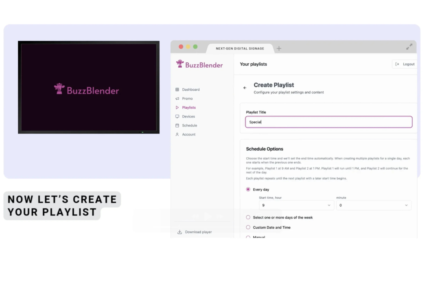 Buzzblender screenshot - 10 Best Digital Signage CMS In 2026