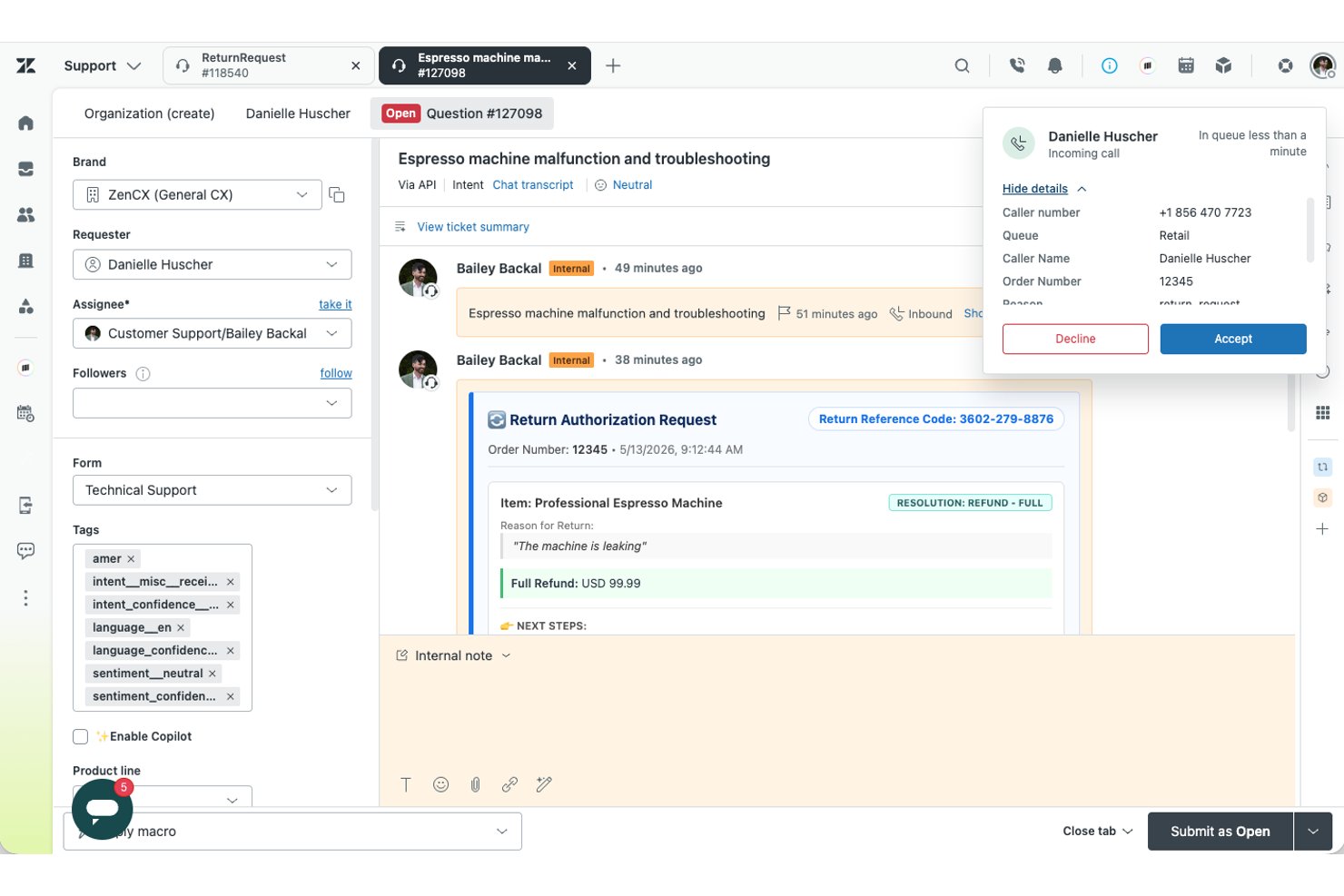 Zendesk Talk screenshot - 10 beste CloudTalk-Alternativen im Jahr 2026