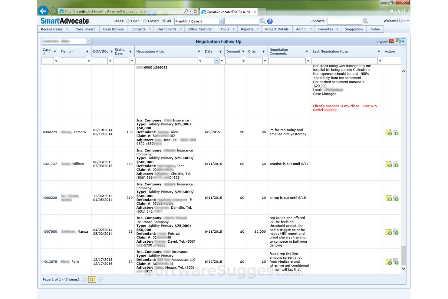 SmartAdvocate screenshot - Las 10 mejores alternativas a Casepeer en 2026