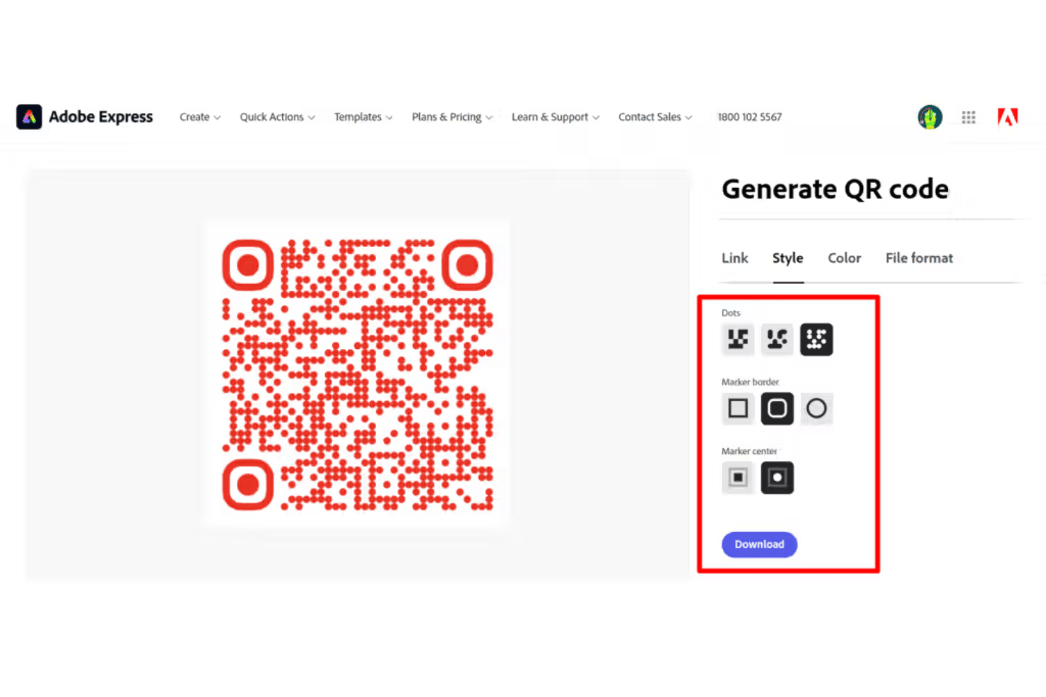 Adobe Express screenshot - 10 Best Free QR Code Generator in 2026
