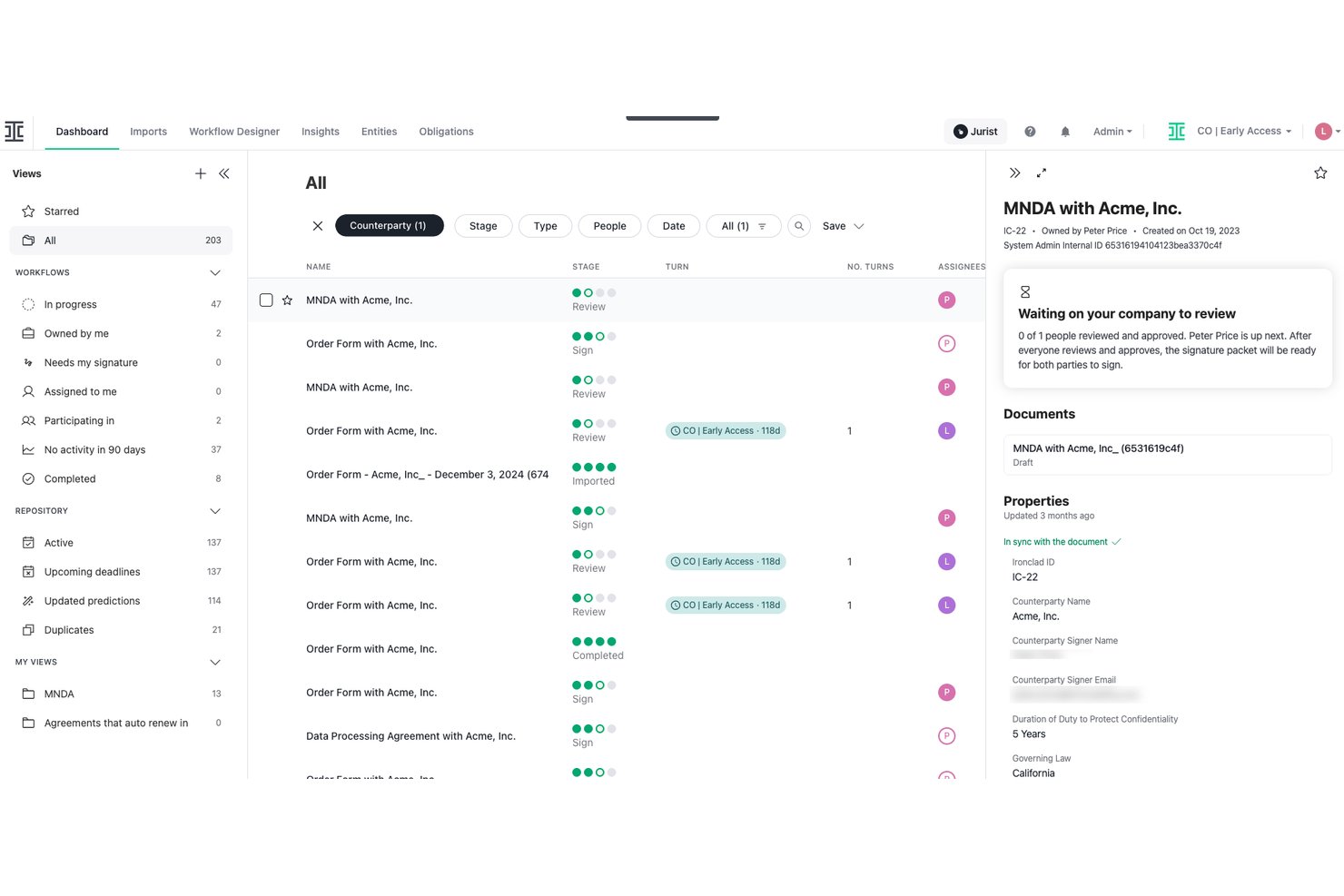 Ironclad screenshot - Les 10 meilleurs logiciels de gestion des contrats par IA en 2026